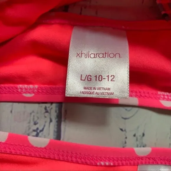 Xhilaration Girl's pink white polka dots bikini.